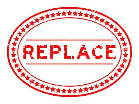 Grunge red replace word oval rubber seal stamp on white background Stock Illustration