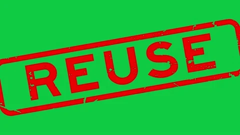 Grunge red reuse word square rubber seal stamp zoom on green background Stock Footage 237378786