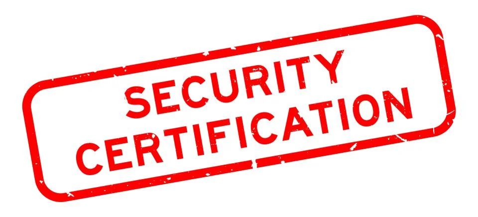 Grunge red security certification word square rubber seal stamp on white ba.. Illustration