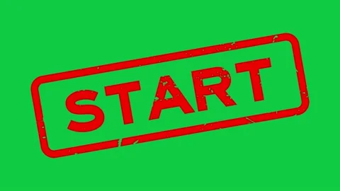 Grunge red start word square rubber seal stamp zoom on green background Stock Footage 221680935