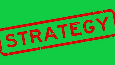 Grunge red strategy word square rubber seal stamp zoom on green background Stock Footage 296966573