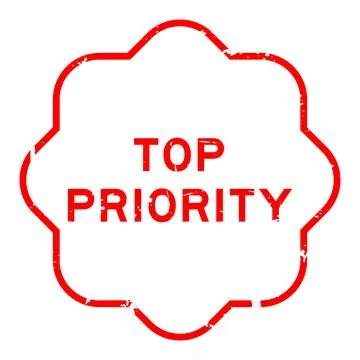Grunge red top priority word rubber seal stamp on white background Stockillustratie