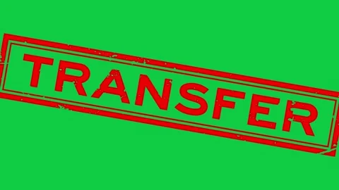 Grunge red transfer word square rubber seal stamp zoom on green background Stock Footage 296966596