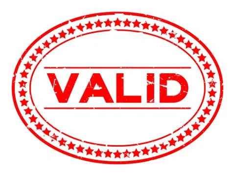 Grunge red valid word oval rubber seal stamp on white background イラスト素材
