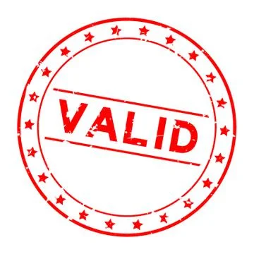 Grunge red valid word with star icon round rubber seal stamp on white backgro イラスト素材