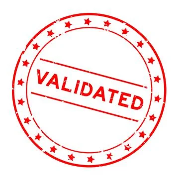 Grunge red validated word round rubber seal stamp on white background Illustrazione stock