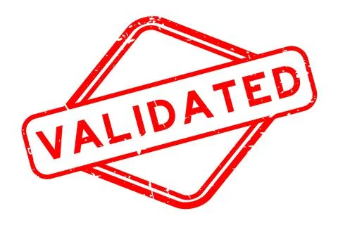 Grunge red validated word rubber seal stamp on white background Illustrazione stock