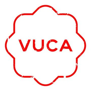 Grunge red VUCA (abbreviation of Volatility, uncertainty, complexity and ambi Illustrazione stock