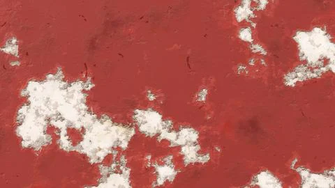 Grunge Red Wall Texture with White Peeling Paint Spots. 3D rendering Stock Illustration