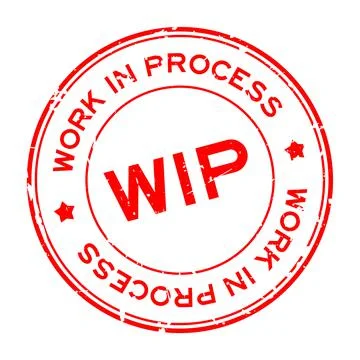 Grunge red WIP work in process word round rubber seal stamp on white backgrou Stock Illustration