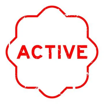 Grunge red word active rubber seal stamp on white background Ilustración de archivo