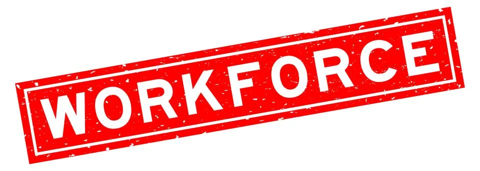 Grunge red workforce word square rubber seal stamp on white background Illustrazione stock
