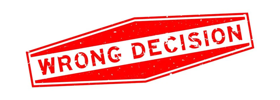 Grunge red wrong decision word hexagon rubber seal stamp on white background Stock Illustration
