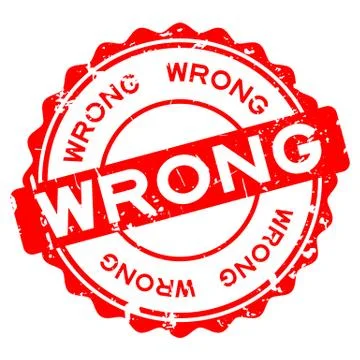 Grunge red wrong word round rubber seal stamp on white background 스톡 일러스트