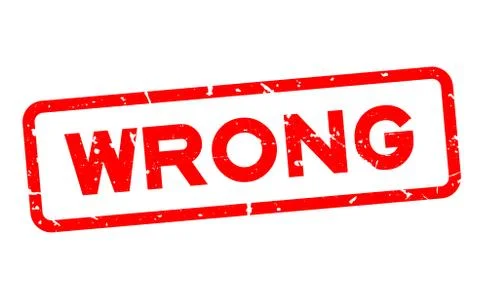Grunge red wrong wording square rubber seal stamp on white background Stock Illustration