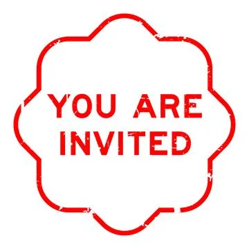 Grunge red you are invited word rubber seal stamp on white background Stock Illustration