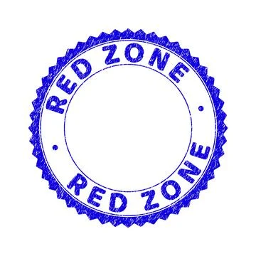 Grunge RED ZONE Textured Round Rosette Watermark Stock Illustration