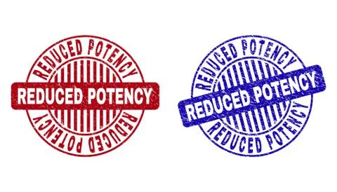 Grunge REDUCED POTENCY Scratched Round Stamp Seals 스톡 일러스트