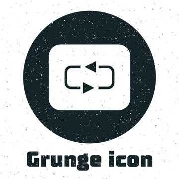Grunge Repeat button icon isolated on white background. Monochrome vintage Stock Illustration
