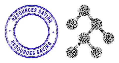 Grunge Resources Saving Badge And Binary Tree Recursion Mosaic of Self Items Stockillustratie
