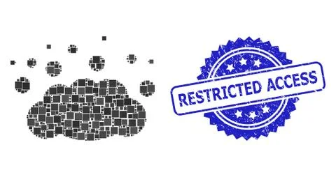 Grunge Restricted Access Stamp and Square Dot Mosaic Cloud Emission 스톡 일러스트