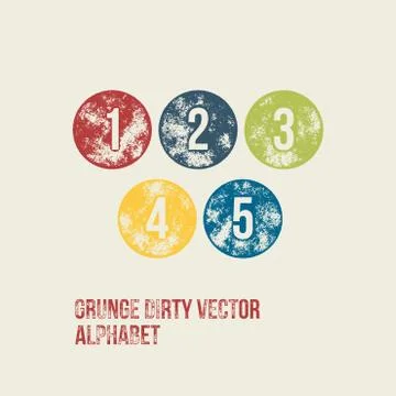 Grunge Retro Circular Stamp Type - Vector Numbers Illustrazione stock