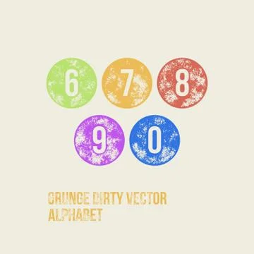 Grunge Retro Circular Stamp Type - Vector Numbers Stock Illustration