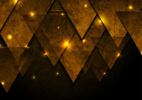 Grunge retro glowing tech background with geometric triangles Stock Illustration