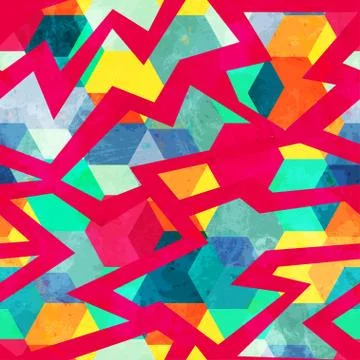 Grunge retro mosaic seamless pattern Stock Illustration