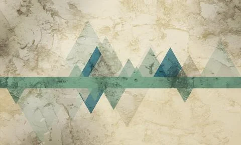Grunge retro tech background with geometric triangles Stock Illustration
