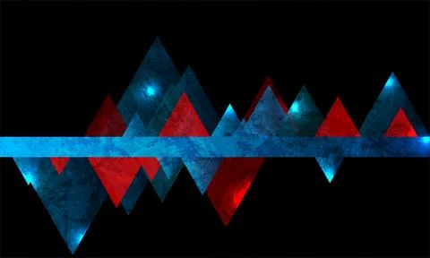 Grunge retro tech background with geometric triangles Illustrazione stock