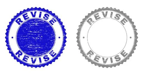 Grunge REVISE Textured Stamp Seals Stock Illustration