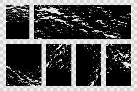 Grunge rolled ink texture set. Distressed linocut relief backgrounds. Vector Stock Illustration