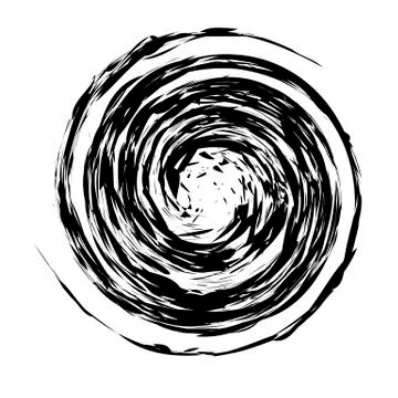 Grunge Round Pattern Isolated. Ink Spiral Splatter Stock Illustration