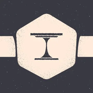 Grunge Round table icon isolated on grey background. Monochrome vintage drawing Stock Illustration