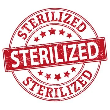 Grunge rubber stamp with text Sterilized,vector illustration on white Stock Illustration