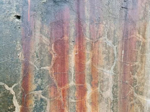 Grunge Rust and Moss Covered Cracked Concrete Wall Texture Map Stock Photos
