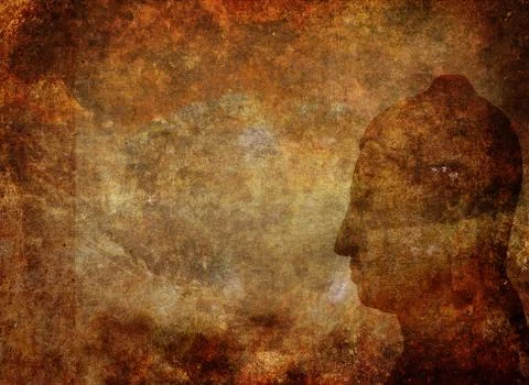 Grunge rusty background with buddha Stock-Fotos