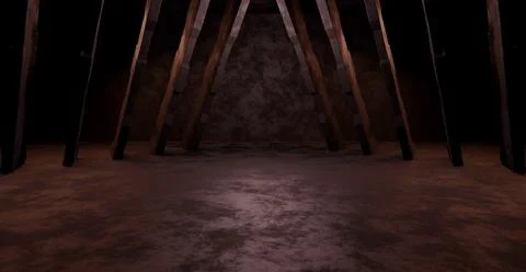 Grunge Rusty Empty Space Dark Abstract Background 3D Rendering 库存插图