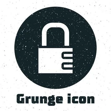 Grunge Safe combination lock icon isolated on white background. Combination Illustrazione stock
