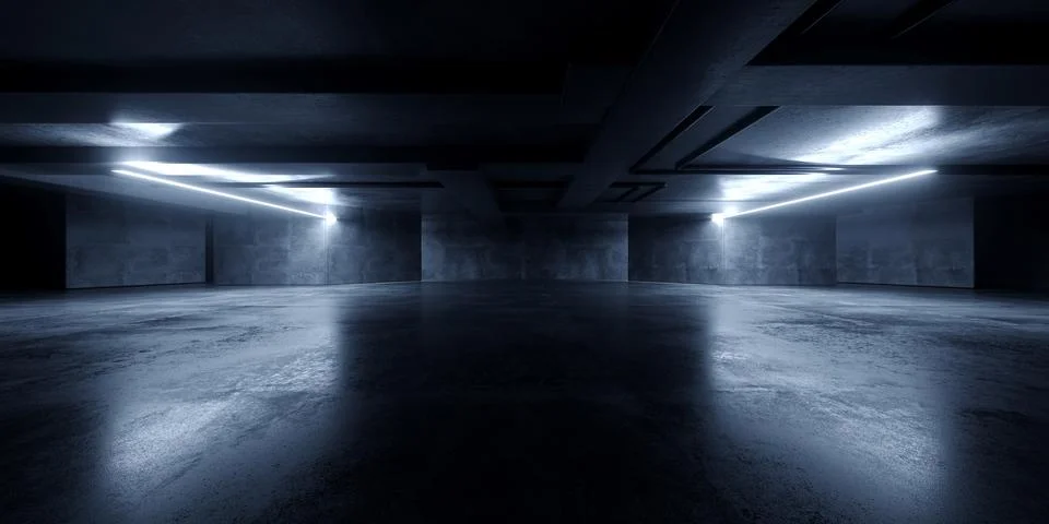 Grunge Sci Fi Concrete Background Cyber Clean Empty Studio Tunnel Corridor .. Illustrazione stock