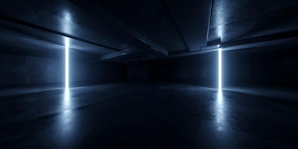 Grunge Sci Fi Concrete Background Cyber Clean Empty Studio Tunnel Corridor .. Stock Illustration