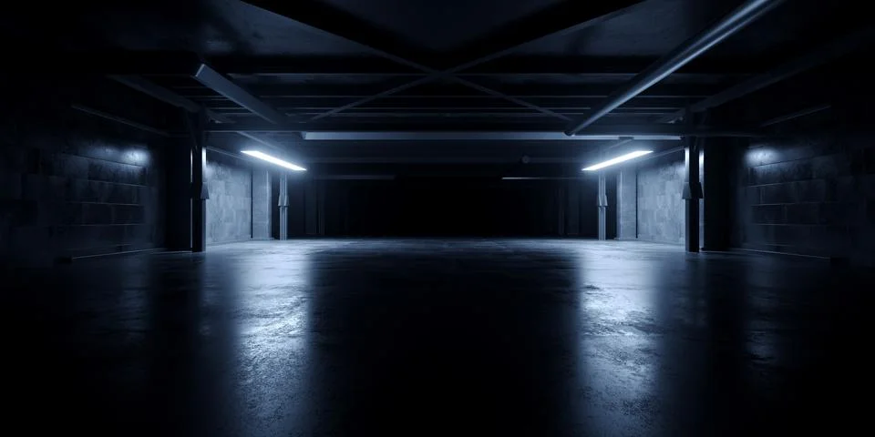 Grunge Sci Fi Concrete Background Cyber Clean Empty Studio Tunnel Corridor .. Stock Illustration