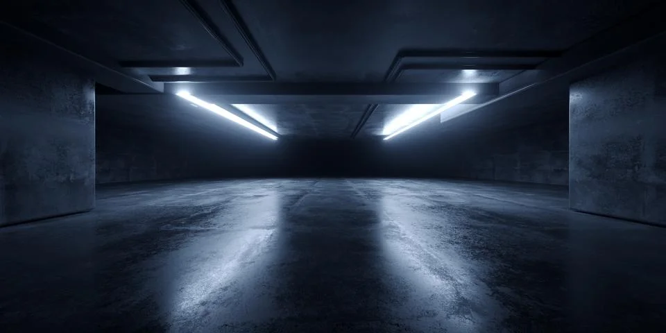Grunge Sci Fi Concrete Background Cyber Clean Empty Studio Tunnel Corridor .. Stock Illustration