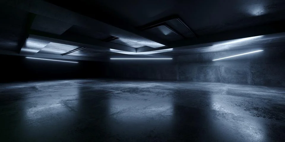 Grunge Sci Fi Concrete Background Cyber Clean Empty Studio Tunnel Corridor .. Stock Illustration