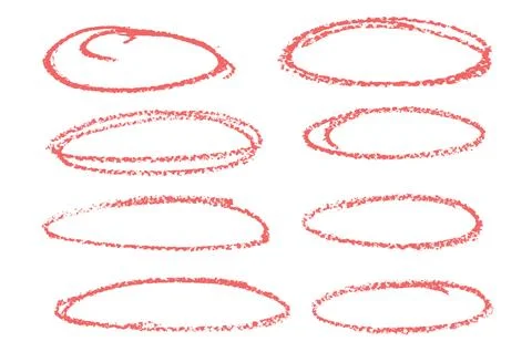 Grunge scribble oval frames pack. Freehand ellipse scrawl set. Crayon hand drawn Stock Illustration