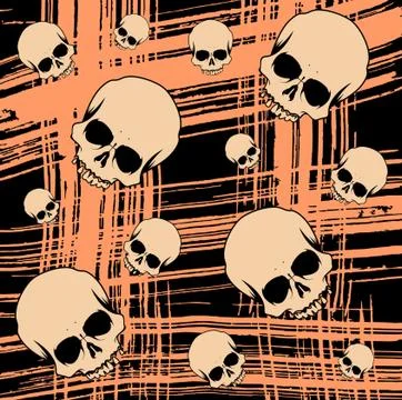 Grunge seamless background with scull Stock Illustration