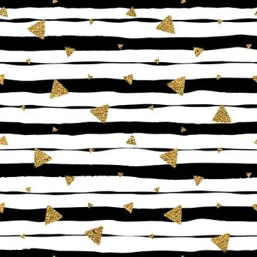 Grunge seamless pattern with gold glitter triangle confetti Stock Illustration