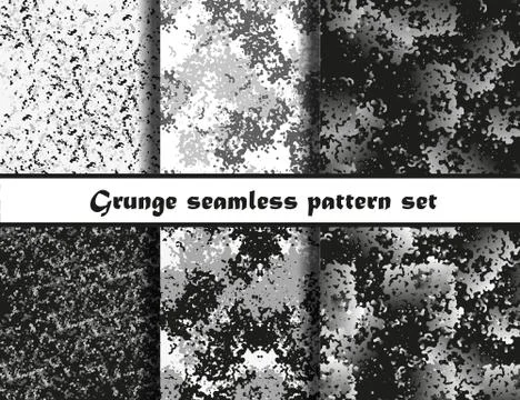 Grunge seamless pattern set. Stock Illustration