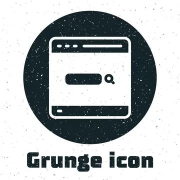 Grunge Search engine icon isolated on white background. Monochrome vintage Illustrazione stock